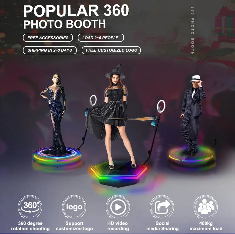 68 80 100 120 Cm New Design 360  Machine Portable Selfie Platform Mirror Led Lighting 360 Spin Photo Booth With Rotating Stand