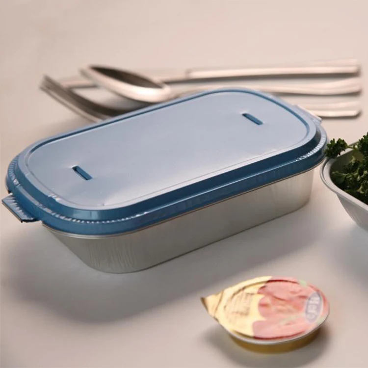 Manufacturer microwaveable safe airplane catering food packaging container meal retort 1000ml aluminum foil airline food trays