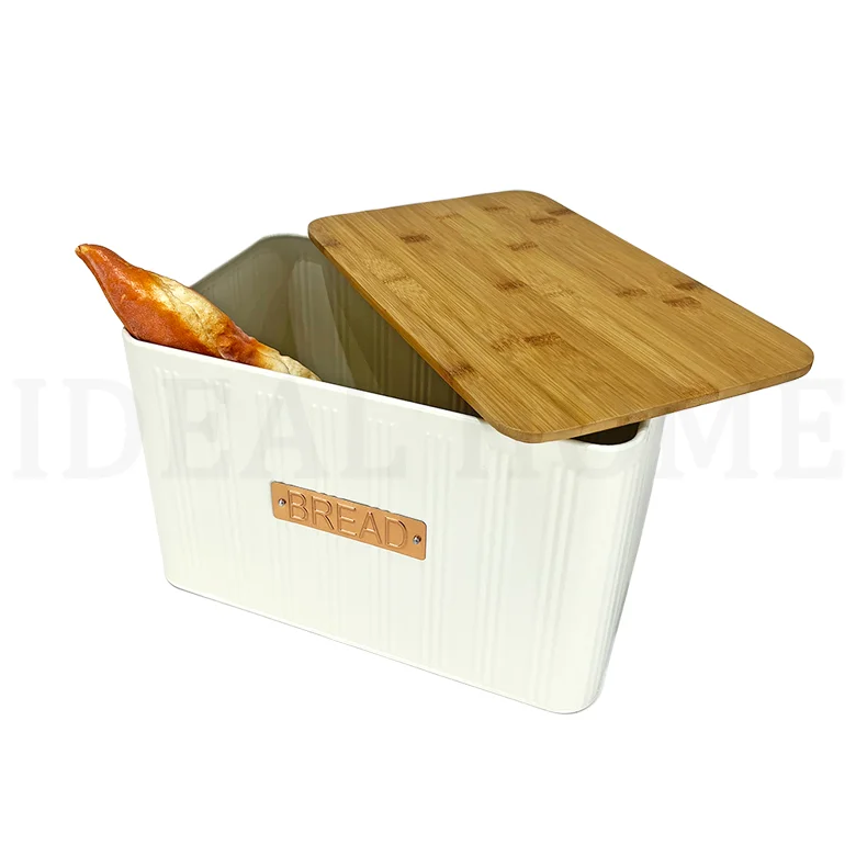 White color Cookie Sugar & Coffee Jar Plus Cutting Board Kitchen 4pc Storage Canister Set Bamboo Lids- Includes Bread box