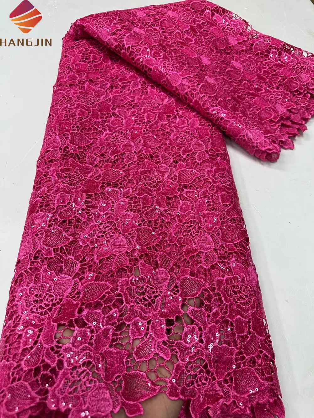 Nigerian Wedding Milk Silk Guipure Laces Embroidery African Cord Lace Fabric With Sequins For Senegal Women Dresses