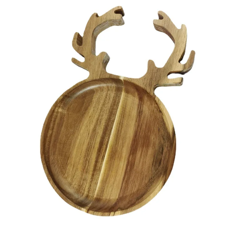 Acacia Wood Tray Solid Wood Square Melon Seed Shaped Japanese Tea Rray Barbecue Snack Plate Factory Wholesales