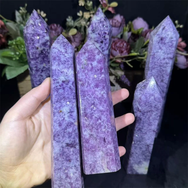 Wholesale Price Crystal Tower Natural Purple Mica Tower Purple Mica Point For Sale