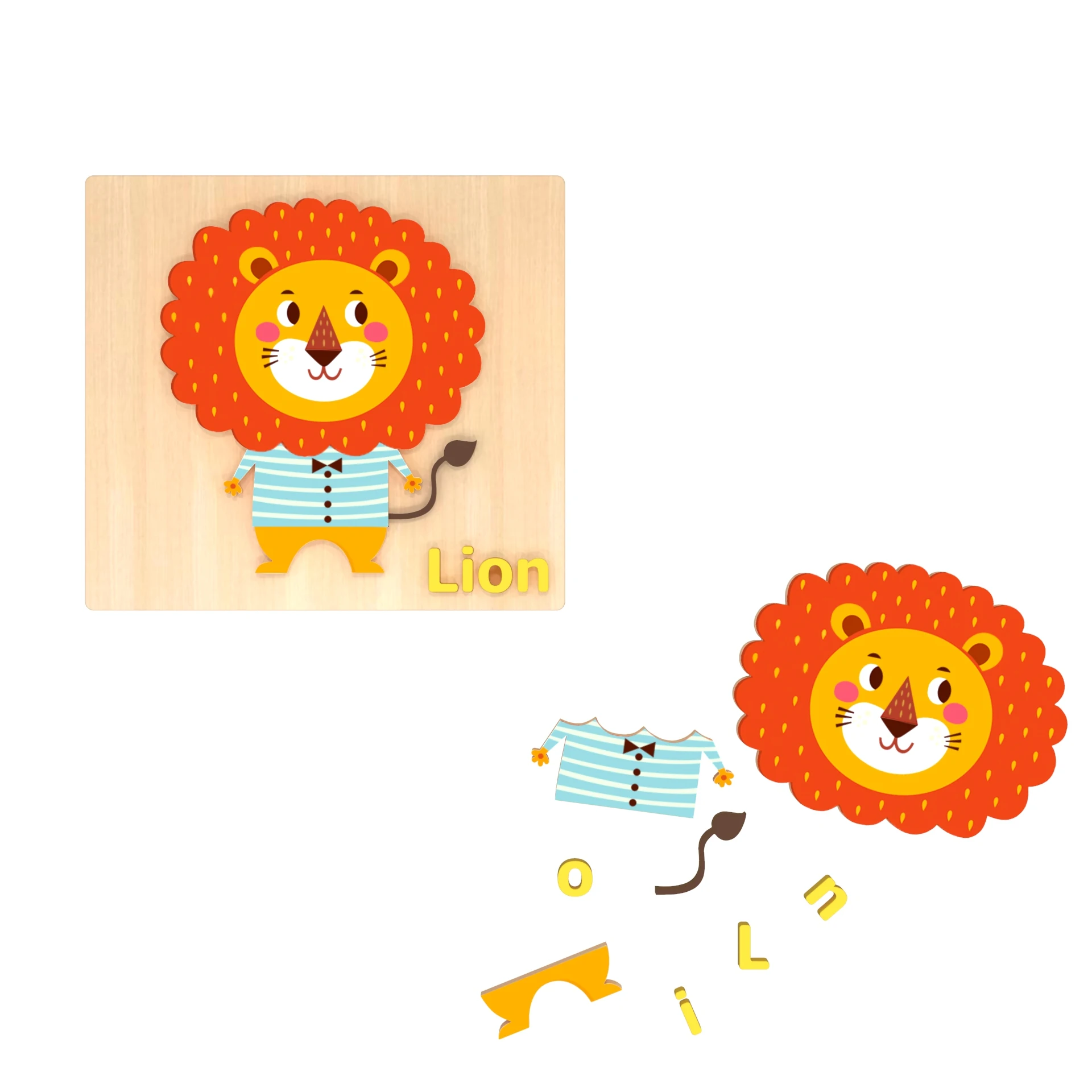 Factory Customized Wooden Toy Montessori DIY Kids Enfant Jigsaw Early Educational Animal 3D wooden Puzzle toy for kids