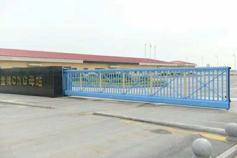 steel welded main gate railing simple design in pakistan iron mesh fence gate with control board photocell pass system