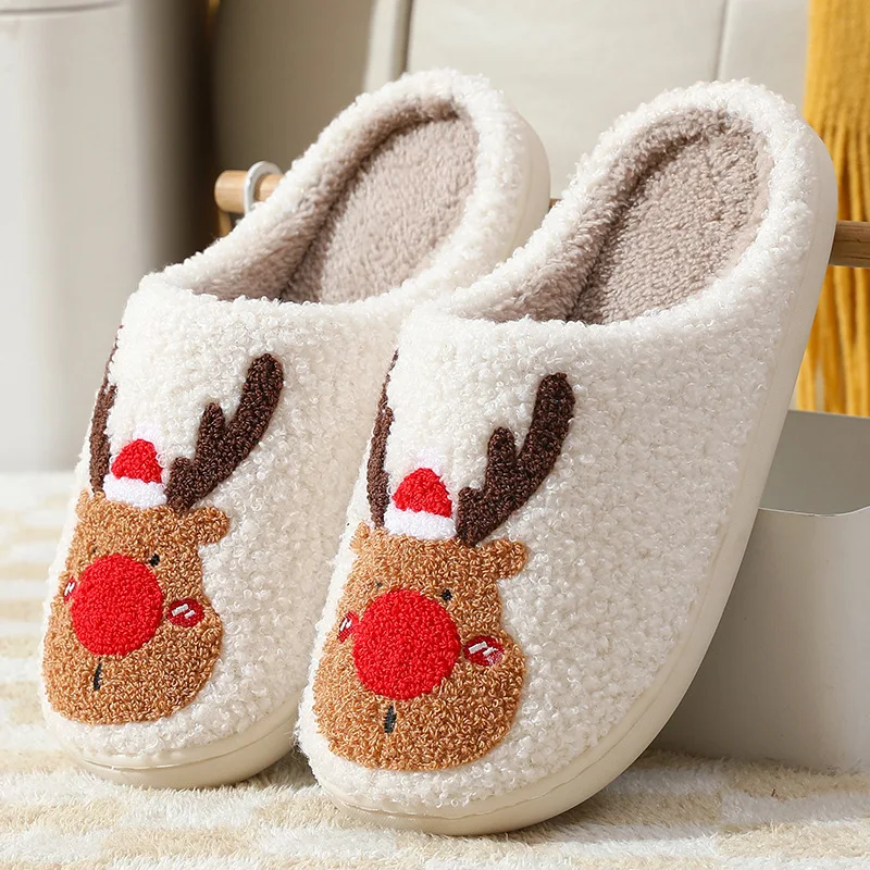 Top Sell fuzzy fluffy holiday gift halloween christmas slippers home bedroom customised womans men kids toddler plush slippers