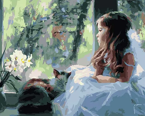 DEYI Friends Gift Custom Canvas Art Painting For Decor Flower and Girls DIY Figure Portrait Painting By Numbers Kits