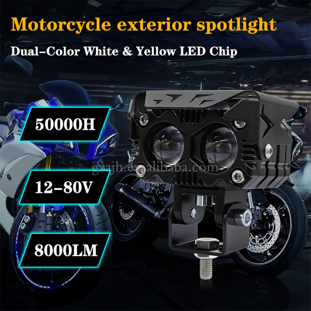 LED Motorcycle External Headlight LED Spotlight Beam White Yellow Motorcycle Auxiliary 12V 24V LED Driving Fog Lamp 2 buy