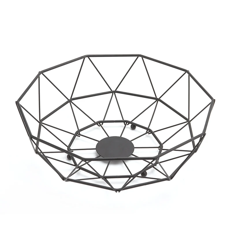 Hot Sale Modern Counter Home Kitchen Storage Metal Wire Round Basket Food Holder Fruit Basket