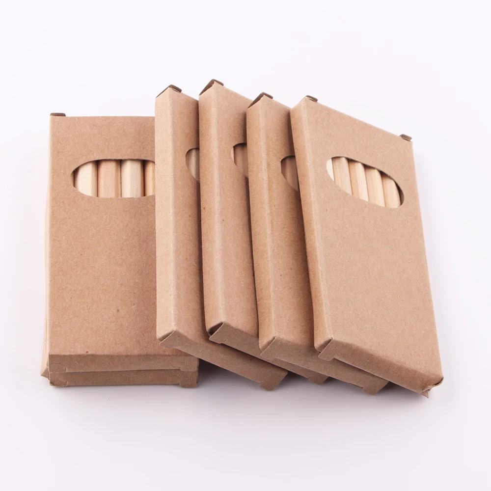 Cheap small pencil set gifts mini 6pcs natural school color pencil set with box