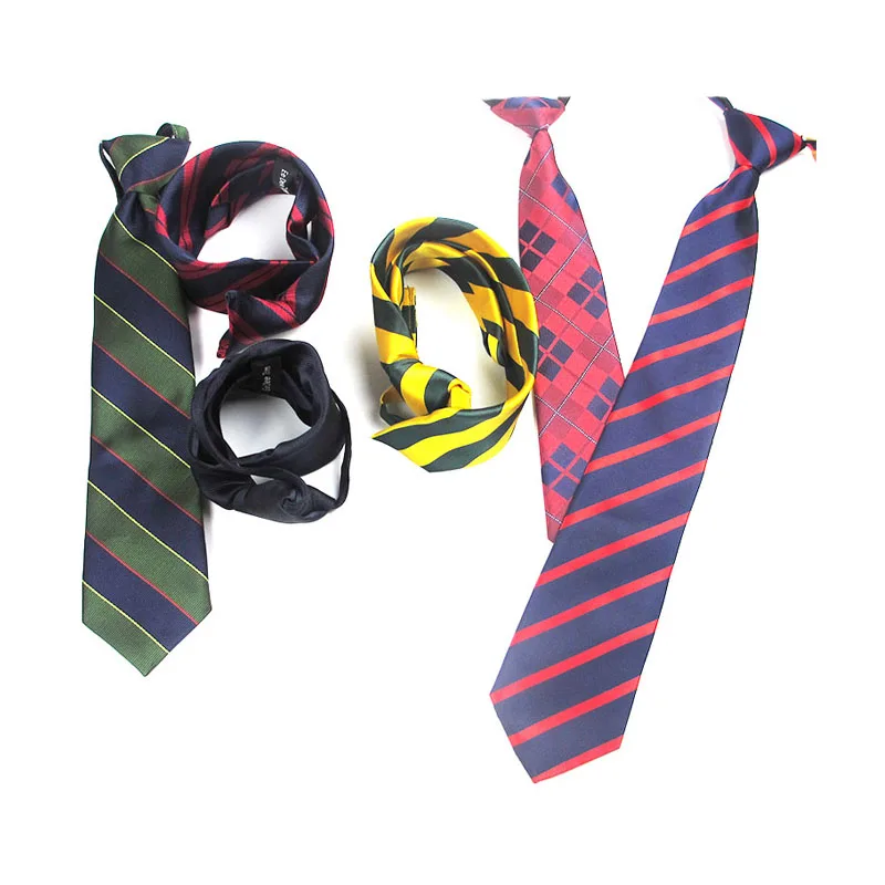 Wholesale Multi Stripe Children Red Necktie School Kids Tie With Elastic Pred Tie Small Short Tie