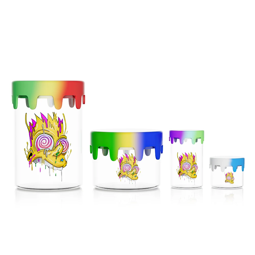 Manufacturer small glass jar oil wax container smell proof jar with silicone lid 5ml 10ml 50ml cream glass jar pack