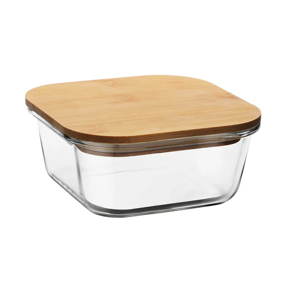 Пищевые Контейнеры, круглые, прямоугольные, квадратные, стеклянные контейнеры с бамбуковыми крышками
