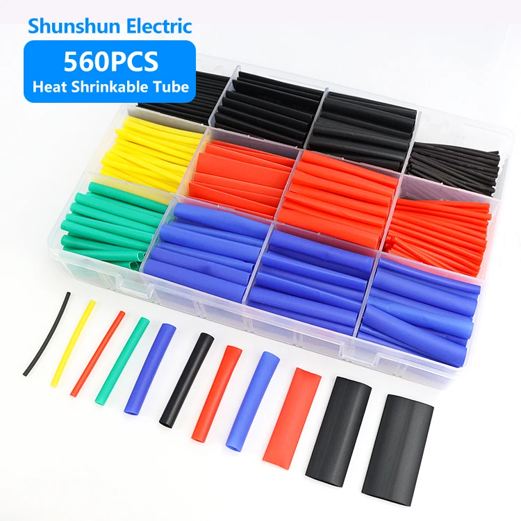 560 Pcs Colorful Heat Shrinkable Tube Box Kit Assortment sleeve wire cable insulation