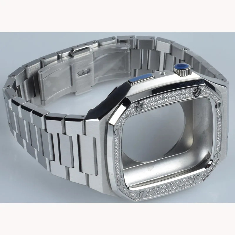 Newest Luxury Diamond Case 44mm Stainless Steel Smart Watch Case for Iwatch Series 6/5/4/SE