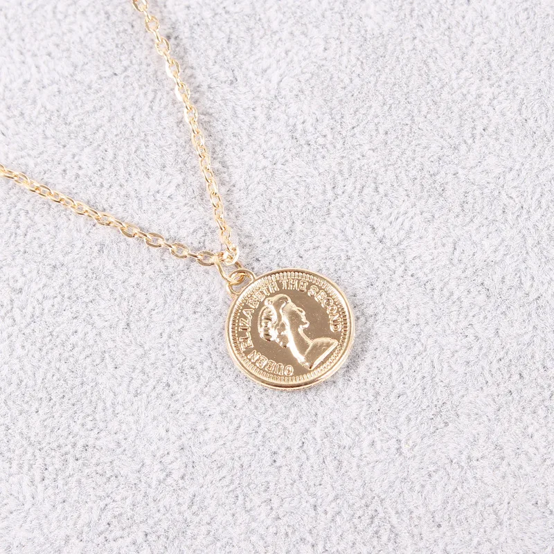  Explosive fashion all-match ladies necklace coin pendant simple personality torque chain locket choker necklet