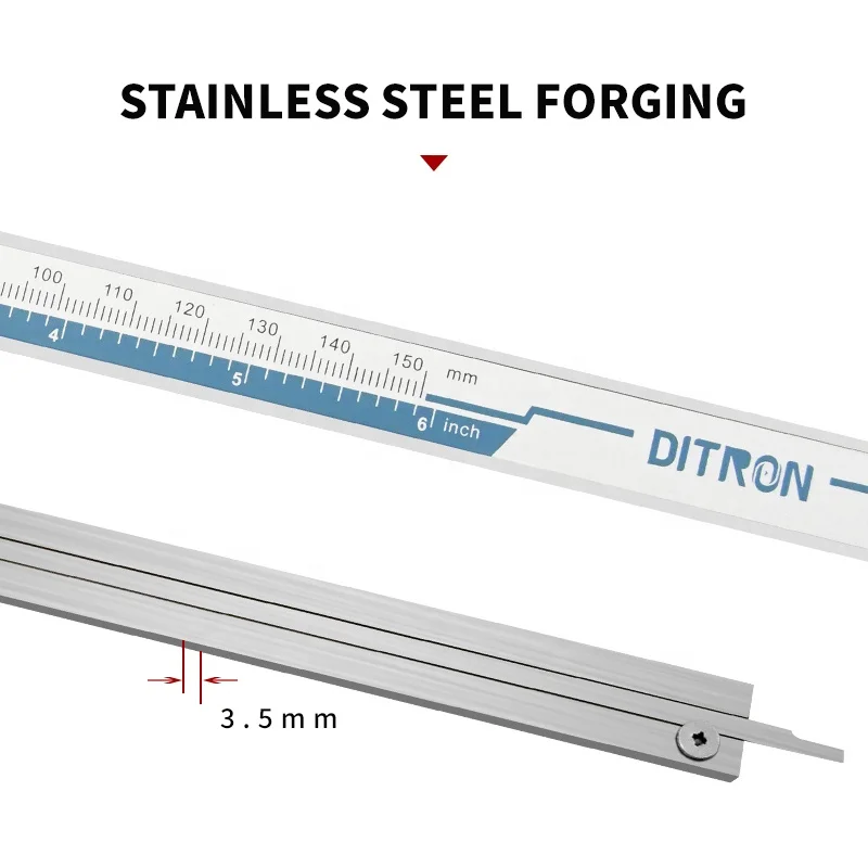 DITRON 150mm 6 Inch Backlight Digital Caliper Electronic Stainless Metal Vernier Caliper Measuring Tools Conversion mm and Inch