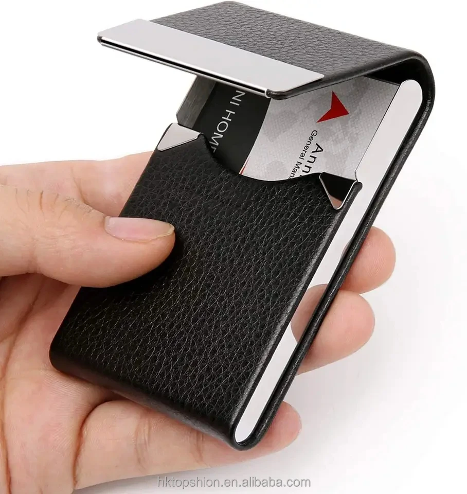 Металлический тонкий держатель для визитных карточек с магнитной застежкой, чехол для визитных карточек из искусственной кожи для мужчин и женщин