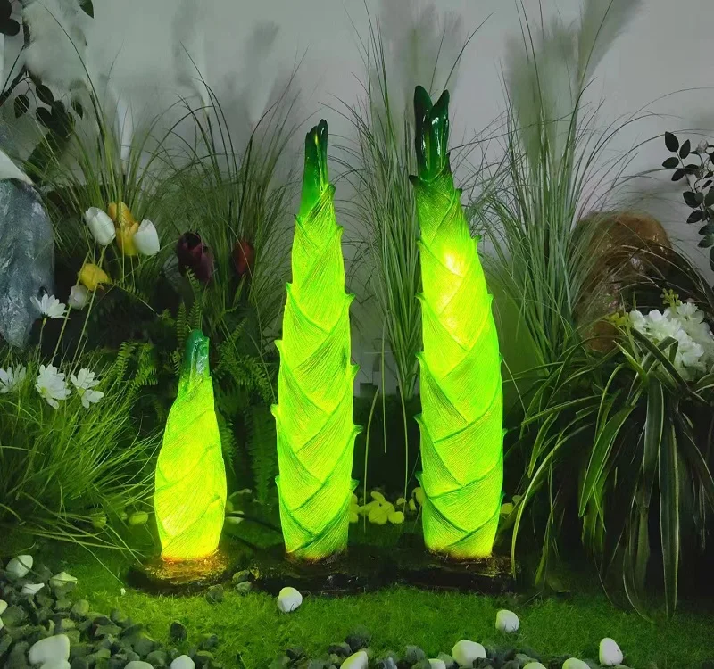 new trend outdoor waterproof hotel garden decoration lawn lights artificial bamboo shoots lamp fiberglass resin plant light