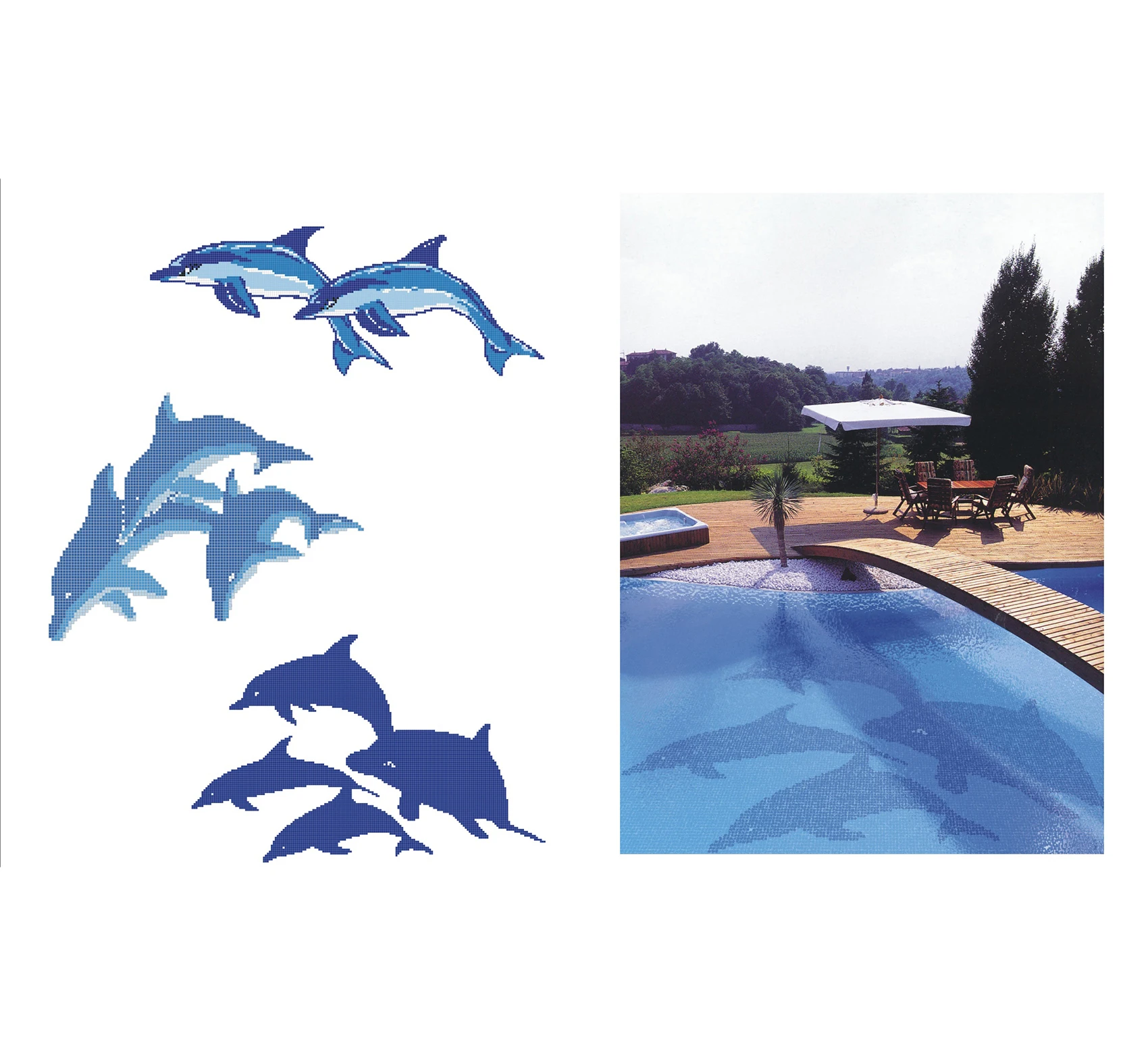 2022 Hot Sale Blue Color Cheap Swimming Pool Tile Art Dolphin Pattern Mural Mosaic Tile For Swimming Pool
