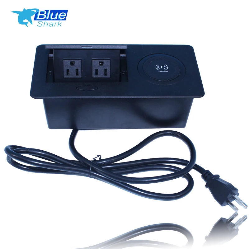 US Standard Table Hidden Pop Up Power Socket 10W Wireless Charging Pop Up Socket Kitchen Smart Phone USB Pop Up Socket Outlet