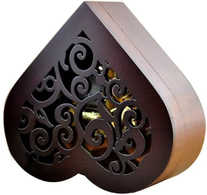 Деревянные музыкальные шкатулки в форме сердца, винтажная деревянная музыкальная шкатулка с лазерной гравировкой, подарки на день рождения/Рождество/День Святого Валентина