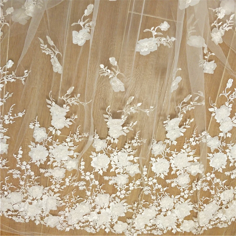 3D flower European and American new mesh embroidery handmade DIY material bridal wedding dress veil fabric