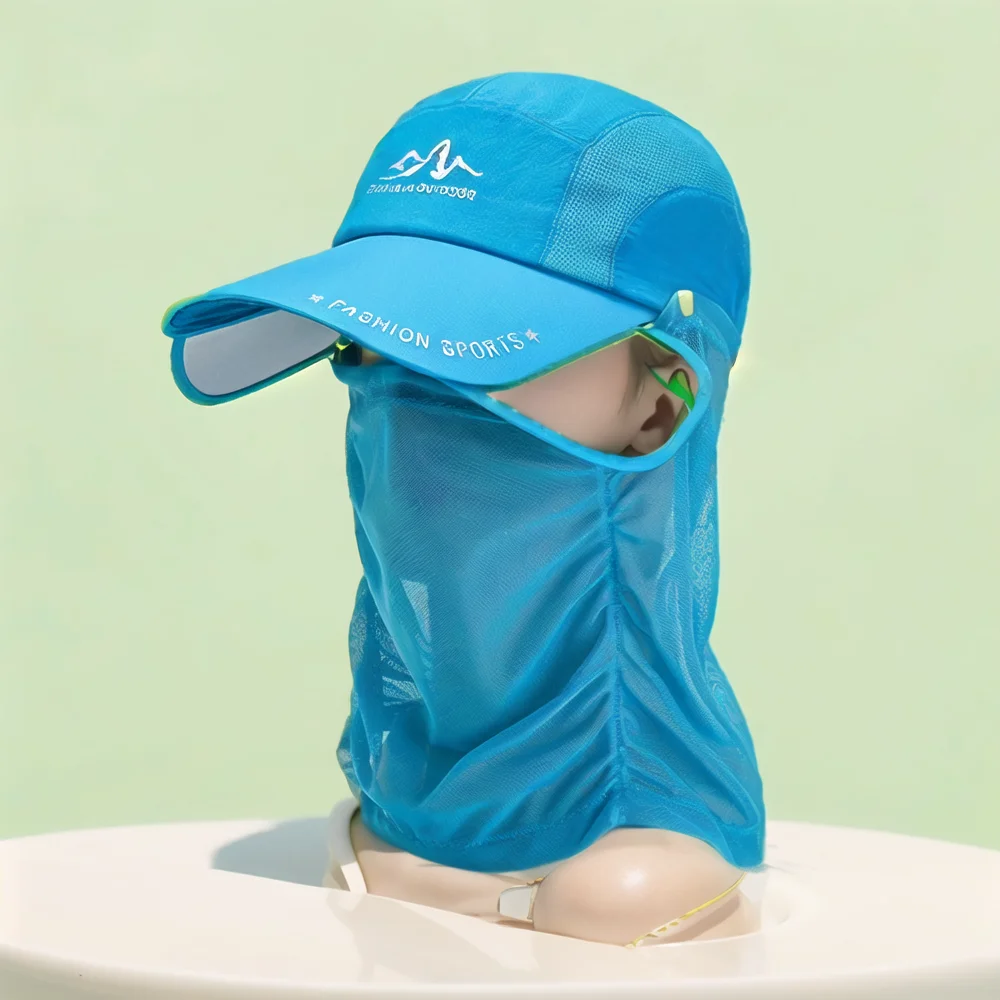 Summer Riding Outdoor Fishing Breathable Sun Mosquito Net Hat Face Mask Sun Block Mosquito Protective Neck Mesh Baseball Cap