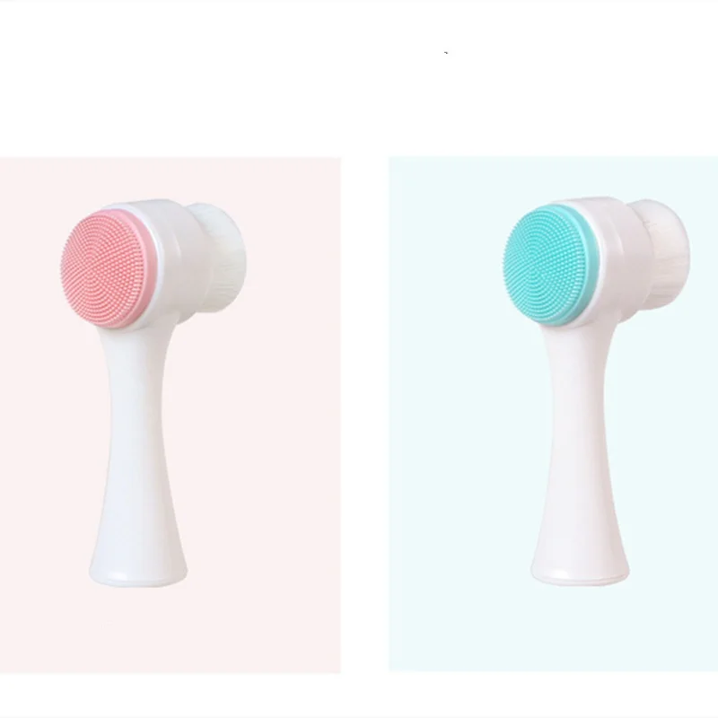 Lohas Double Sides Stand-up Soft Bristle Hair Brush Silicone Skin facial Cleansing Brush Face Wash Brush