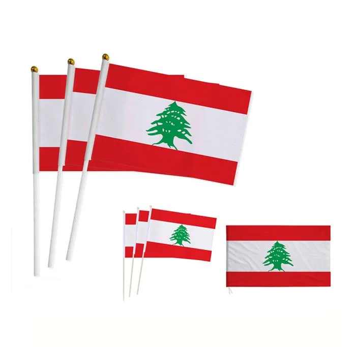 Stock Cheap Promotional Lebanon Custom Mini Hand Held Waving Flag
