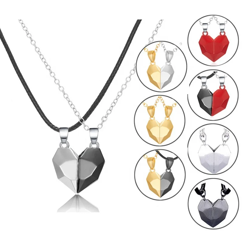 2023 New Boy or Girl Magnetic Couple Chain Love Necklace For Lovers Heart Couple Pendant Valentine Necklace Gift
