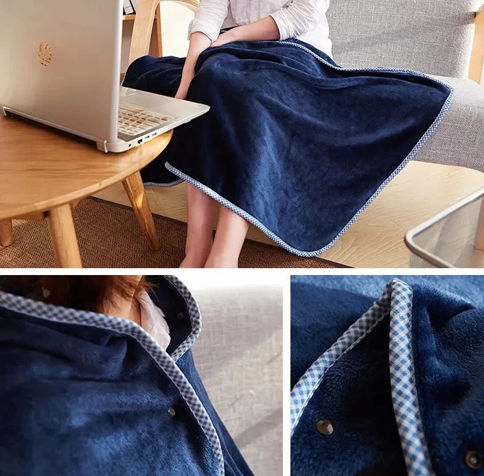 New Super soft blanket Wearable Cloak Blanket Warm hooded cloak wrapped solid color flannel wool shawl blanket Factory direct