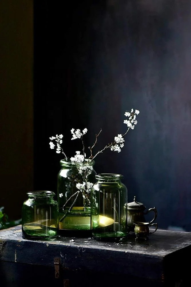 Hand-Blown and Handmade Light Green Flower and Filler Glass Vase