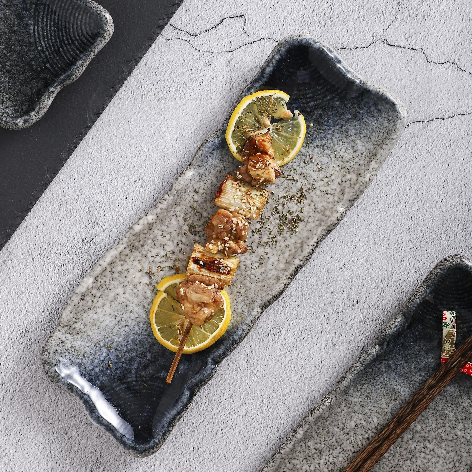 Japanese cuisine ceramic sushi bar tableware&stoneware sushi plate E466-4