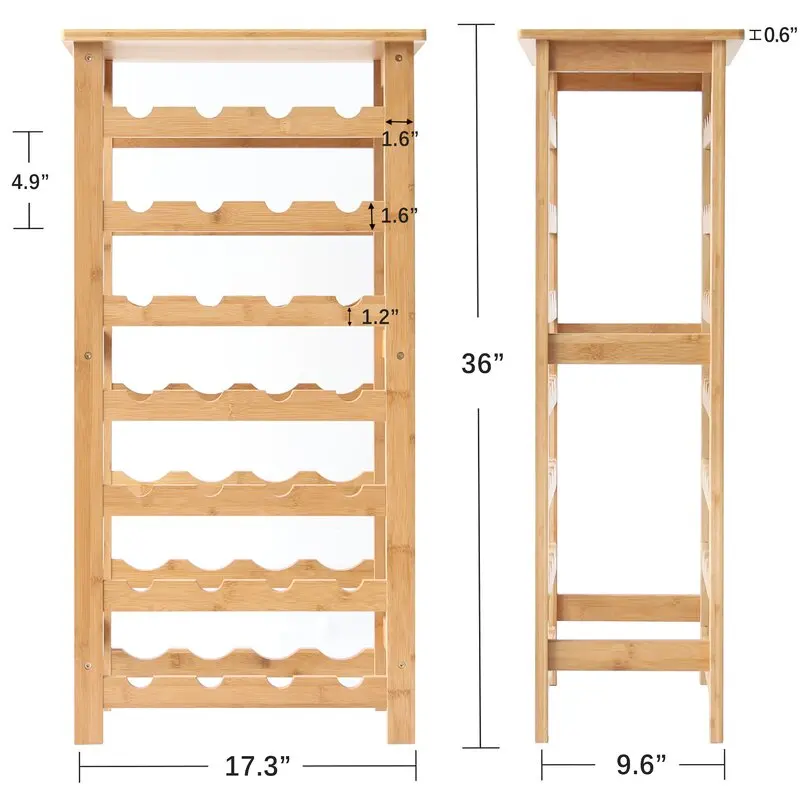 Amazon Brand New Bamboo Wine Rack Floor Wine Storage Rack 28 Bottles Holder Freestanding Display Rack