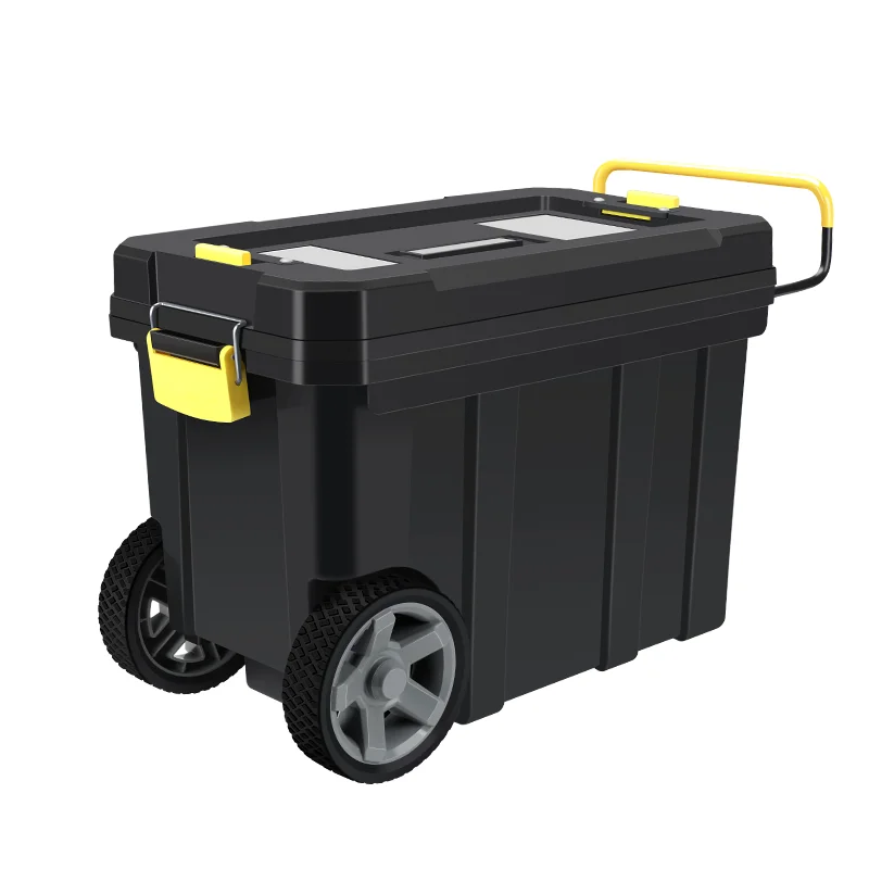 AIRAJ Plastic Truck Bed Tool Box With Tray, Heavy Duty Truck Tool Organizer with wheels Chest Tool Box for Multiuse