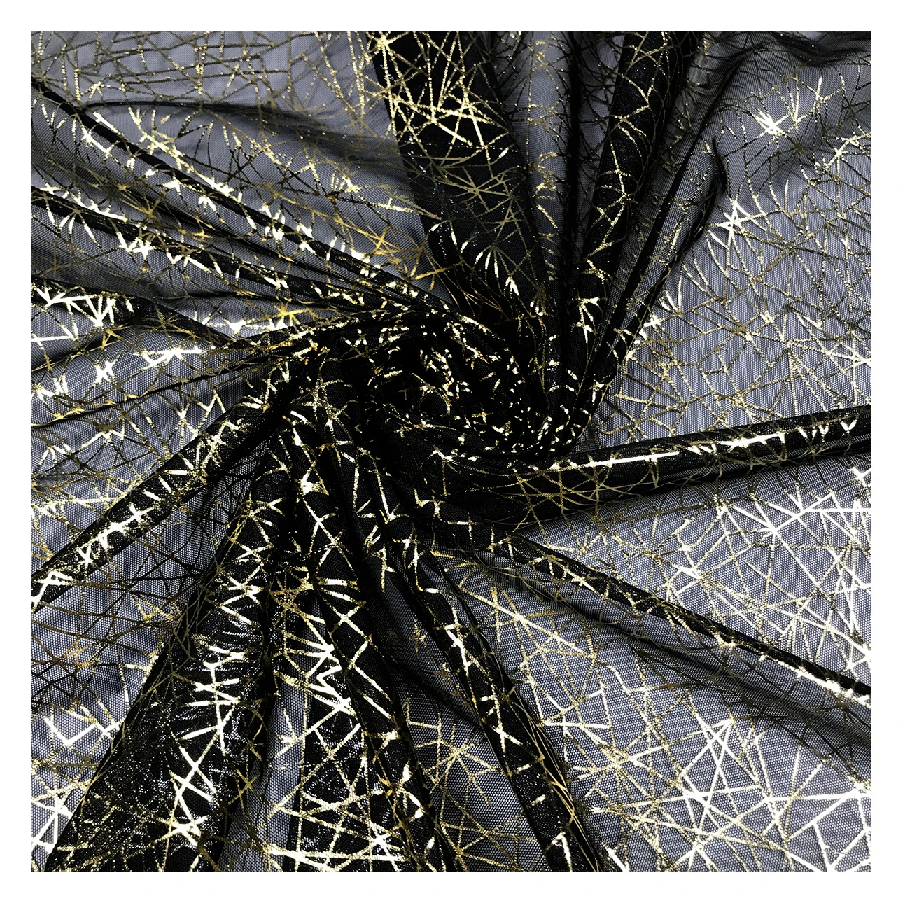 The Factory Outlet No Moq Shiny Foil Printing Mesh Good Quality Metallic Fabric for Clothing or Stage Wear