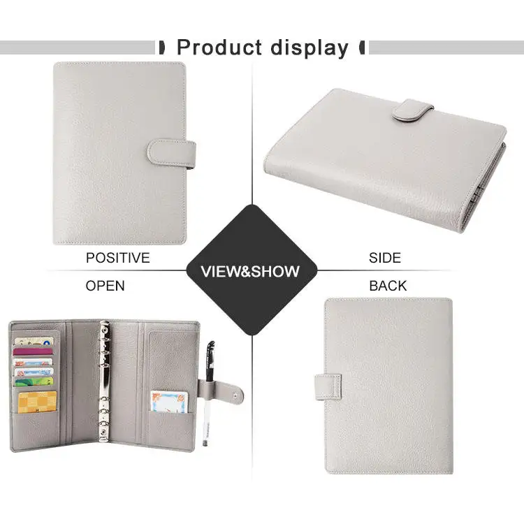 2024 wholesale leather refillable binder notebook a5 pu leather file folder