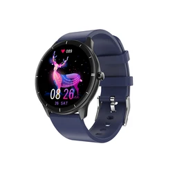 New Round lady sportsmart watch bracelet woman blood oxygen body temperature waterproof smartwatch custom rubber wristband pink