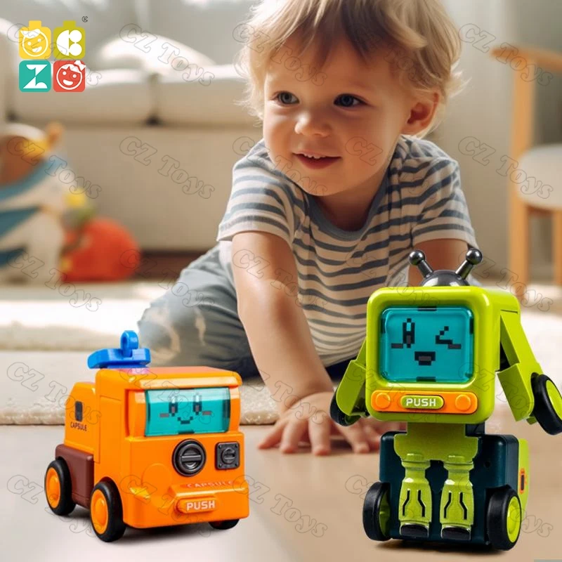 CZ Appliance robot collision deformation coasting cartoon collision super power friction stunt car model robot toy for kids