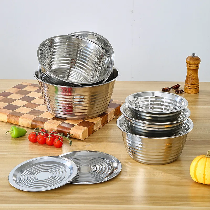 Wholesale Multipurpose Stainless Steel Thickened Mixing Bowls With Lids AMZ Hot 2024 Trendy Home& Garden USA