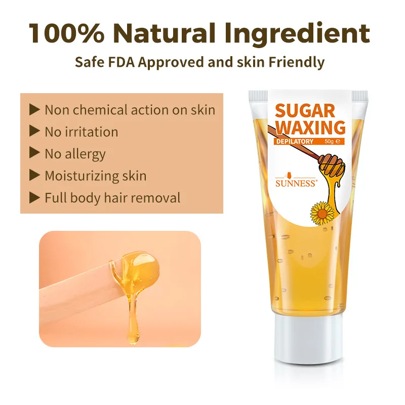 Sunness Hair Removal Sugar Wax Kit 100% Organic Cold Sugar Wax For Legs Arms Depilatory Wax