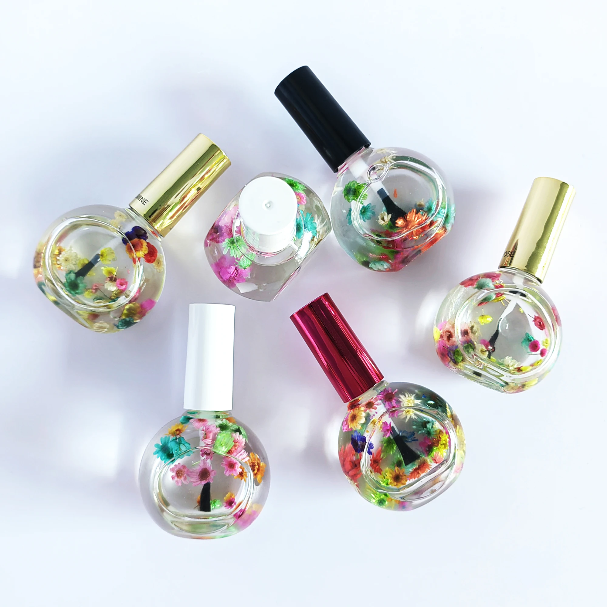 Custom Logo Cuticle Oil Nutrition Revitalizer Dry Flowers Nail Oil Cuticle with 30ml Bottle Brush