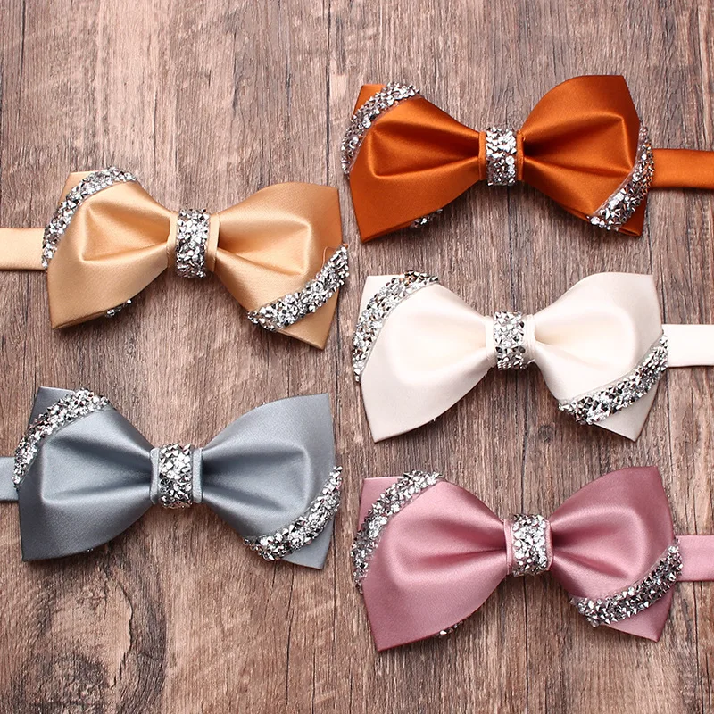 Fashion fashion shirt wedding accessories bow tie solid color belt diamond decorative bow tie