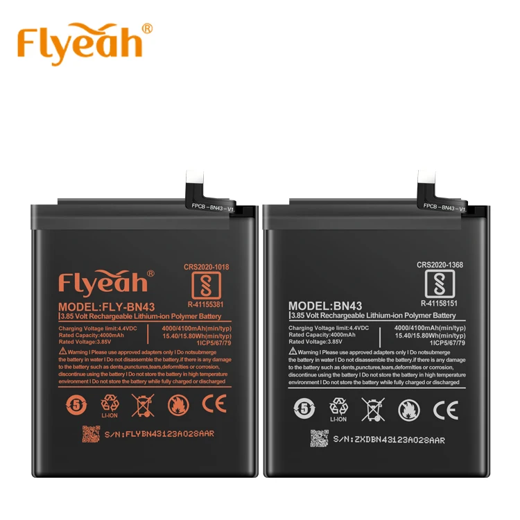 Original standard capacity 4000mah 3.85v li-ion polymer BN43 battery for Xiaomi Redmi Note 4x