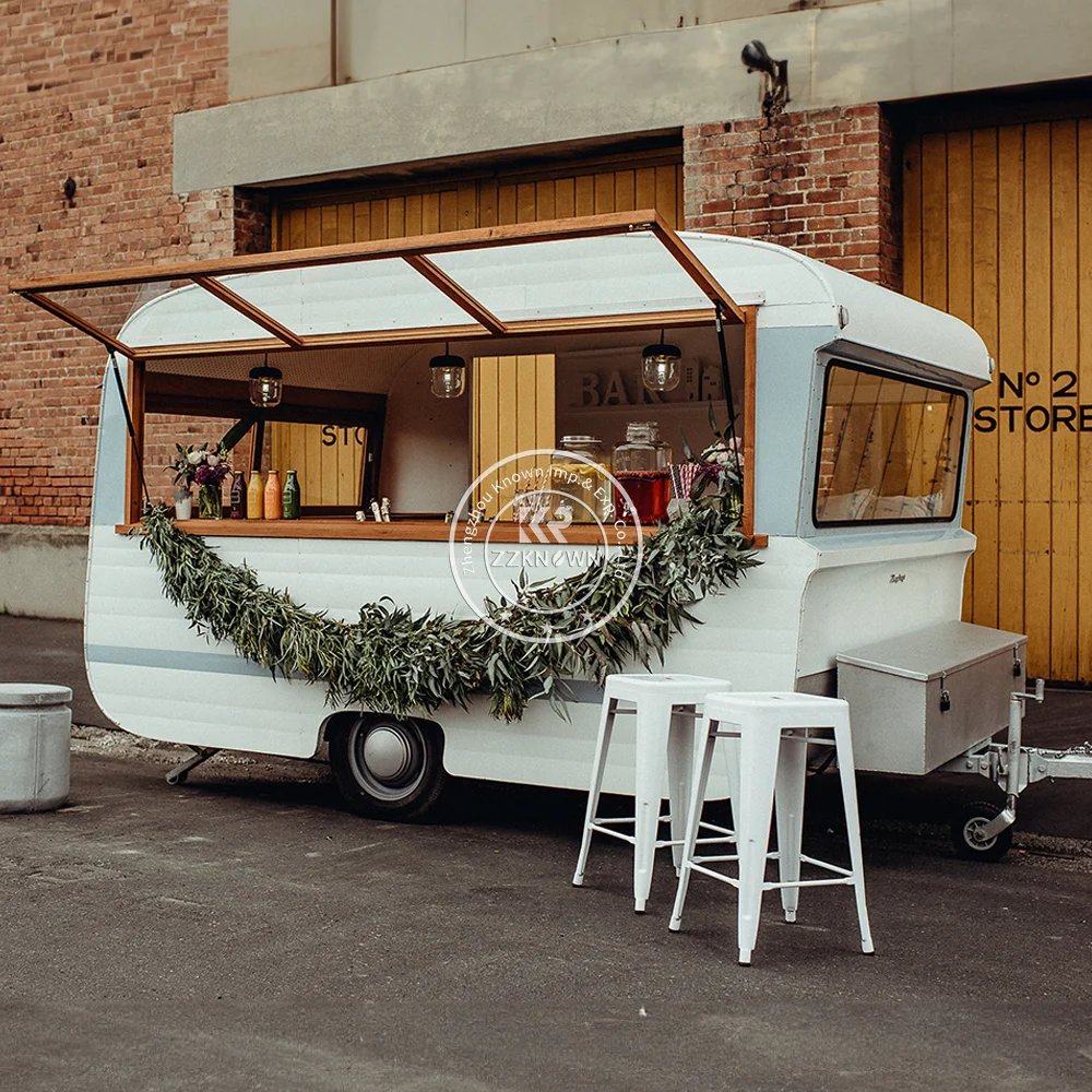 2024 Commerical Snack Car Mobile Food Truck Griddle Food Cart With Deep Fryer Bbq Grill Smoker