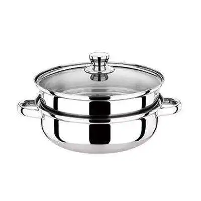 Stainless steel steamer  three-layer pot  soup pot double bottom gas induction cooker  with steam grid  cooking pot  with cover