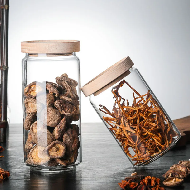 Food Storage Jar Sealed Glass Canister Heat Resistant Airtight Grain Spaghetti Container Kitchen Organizer Seasoning Bottle