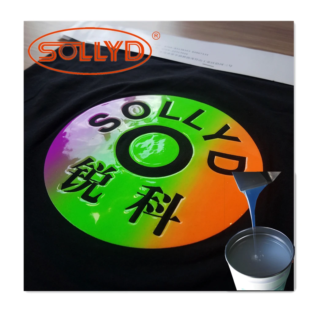 SOLLYD High Density Quality GLOSSY SILICONE Screen printing liquid ink for Shoes material