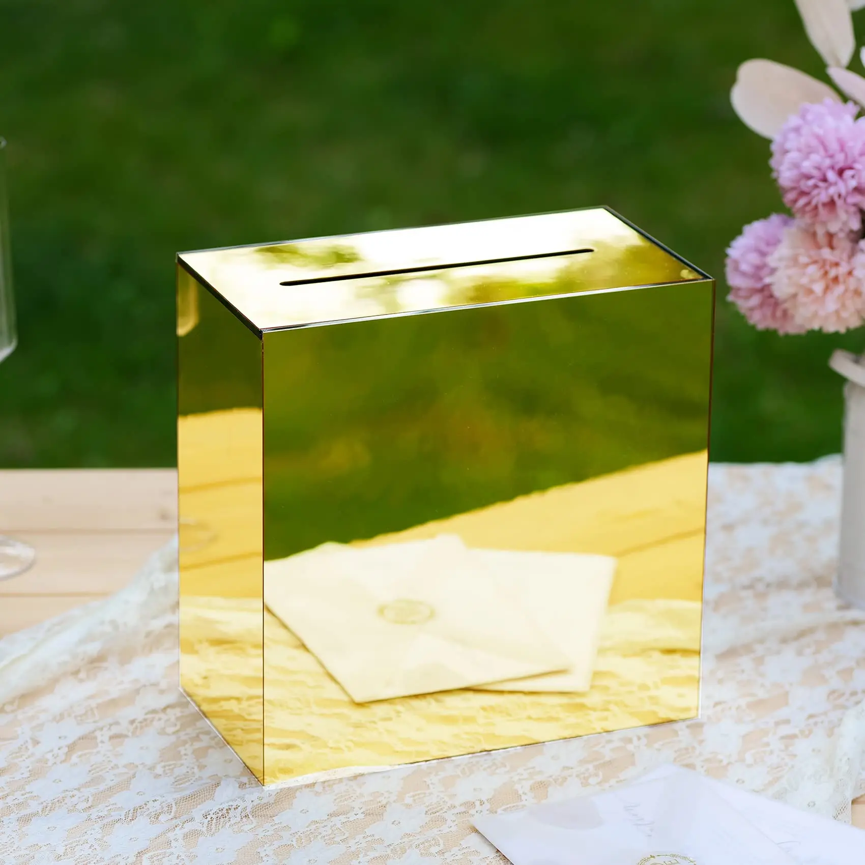 2023 new arrival Wholesale custom acrylic wedding invitations with box acrylic Wedding Wishing Well Card Box