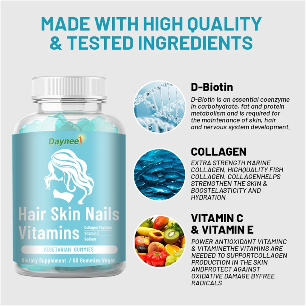 Private label Hair Skin Nail Gummies top quality HACCP ISO Food Safety halal gummies branded gummy fast food